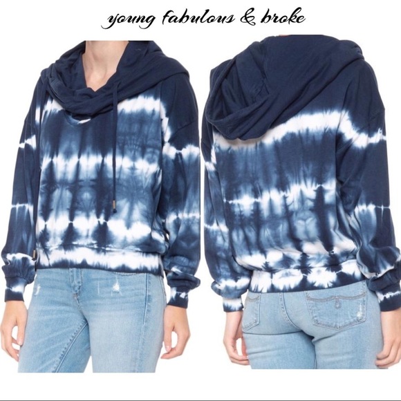 Young Fabulous & Broke Piper Tie Dye Cowl Neck Hooded Sweatshirt - Picture 2 of 16